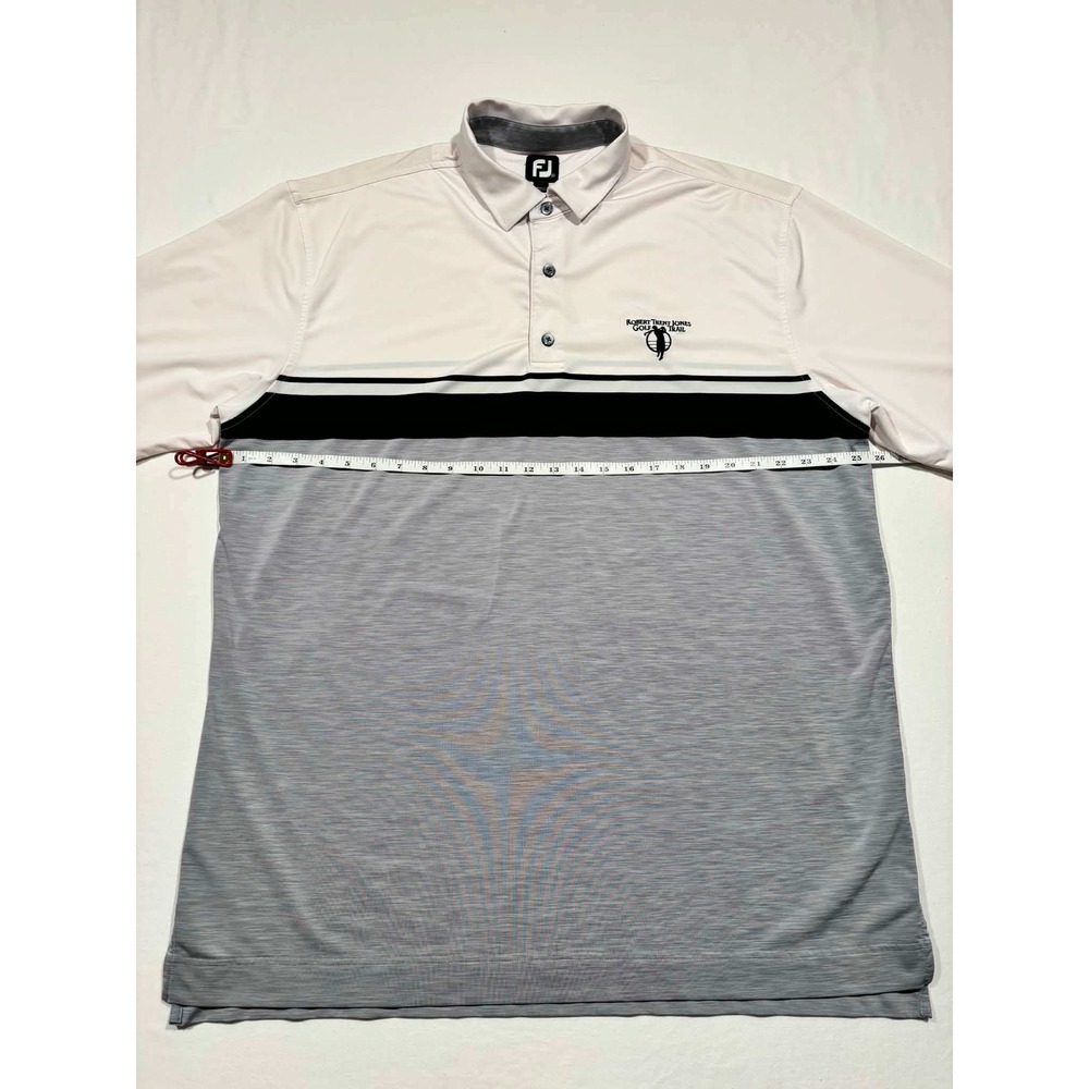 FootJoy Mens XXL Robert‎ Trent Jones Golf Trail Polo Shirt White Grey Colorblock - Picture 5 of 9